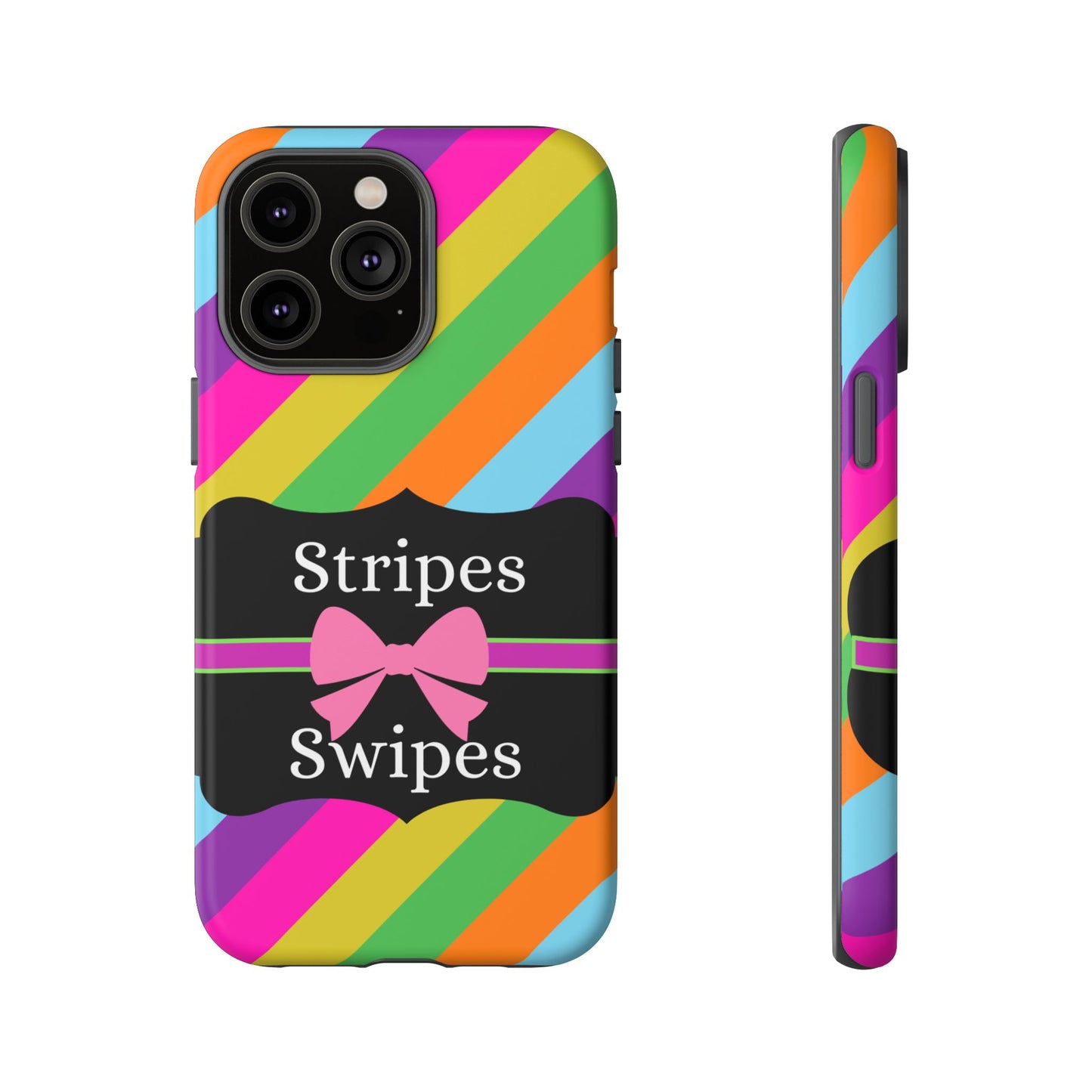 Phone Case iPhone 16/15/14 - Diagonal Vivid Stripes & Swipes Tough Case