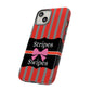 Phone Case iPhone 16/15/14 - Red/Gray Stripes & Swipes Tough Case