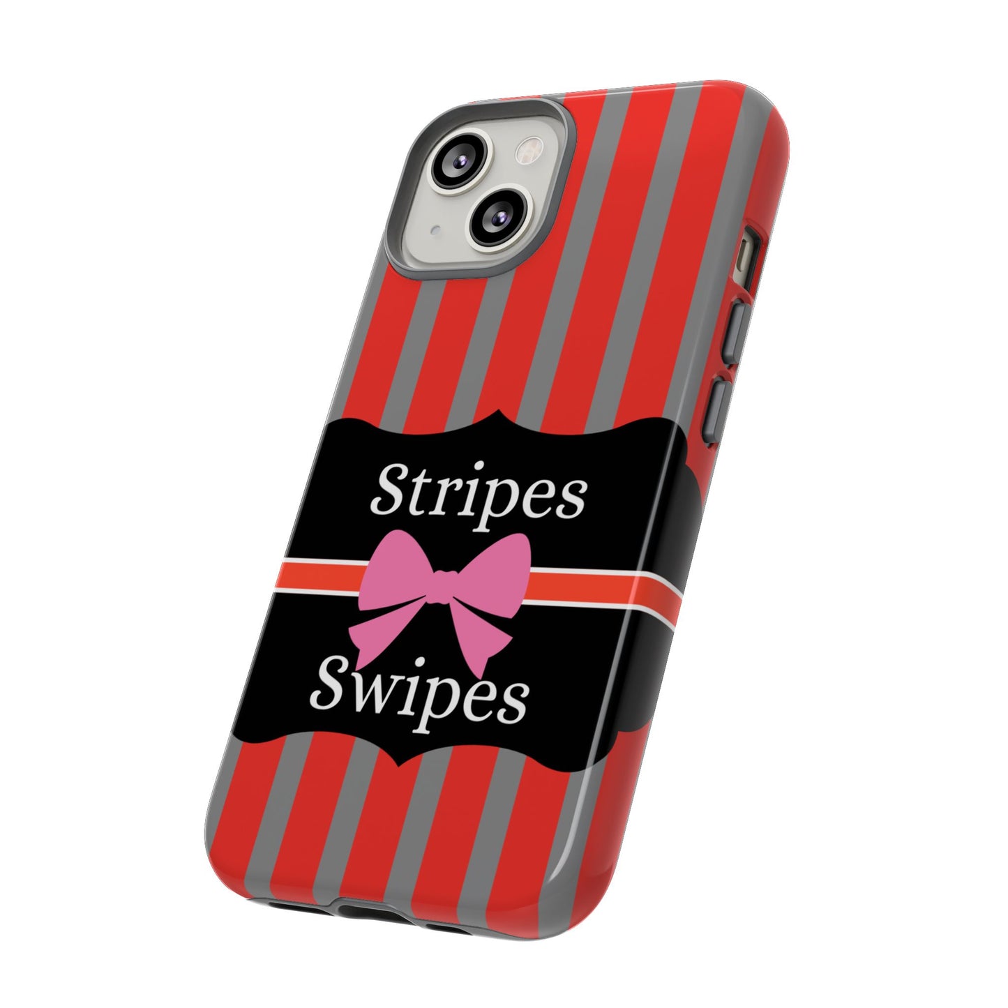 Phone Case iPhone 16/15/14 - Red/Gray Stripes & Swipes Tough Case