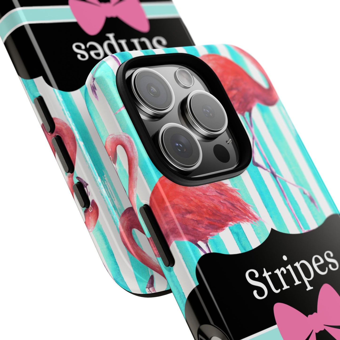 Phone Case iPhone 16/15/14 - Flamingo Stripes & Swipes Tough Case