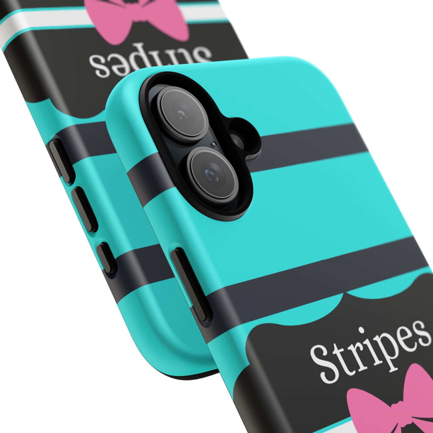 Phone Case iPhone 16/15/14 - Blue/Black Stripes & Swipes Tough Case