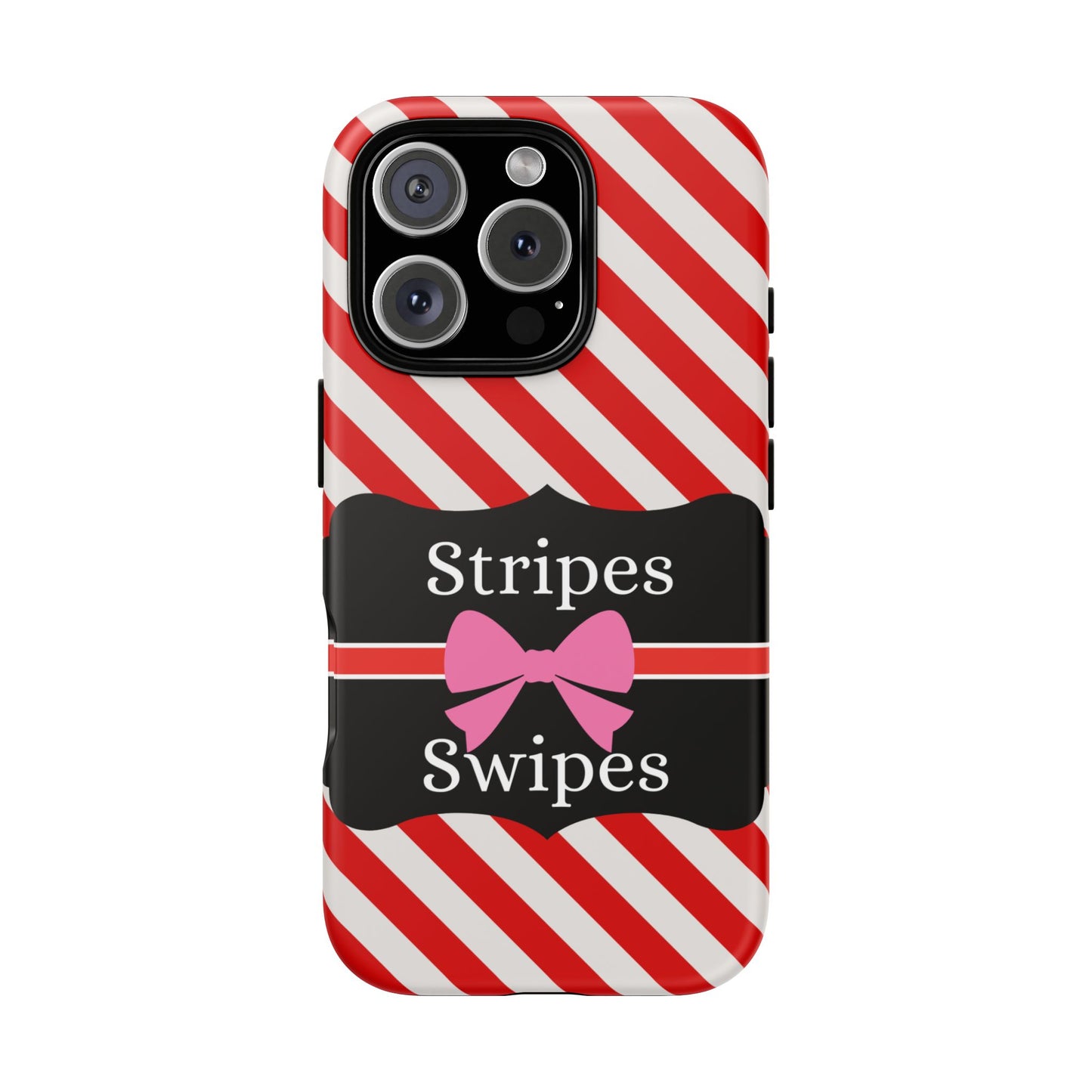 Phone Case iPhone 16/15/14 - Red/White Stripes & Swipes Tough Case