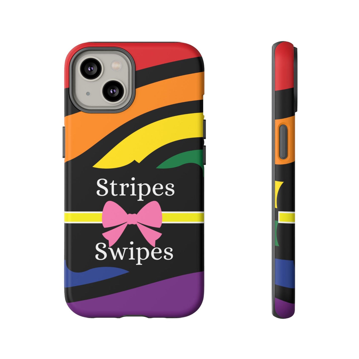 Phone Case iPhone 16/15/14 - Wavy Vivid Stripes & Swipes Tough Case