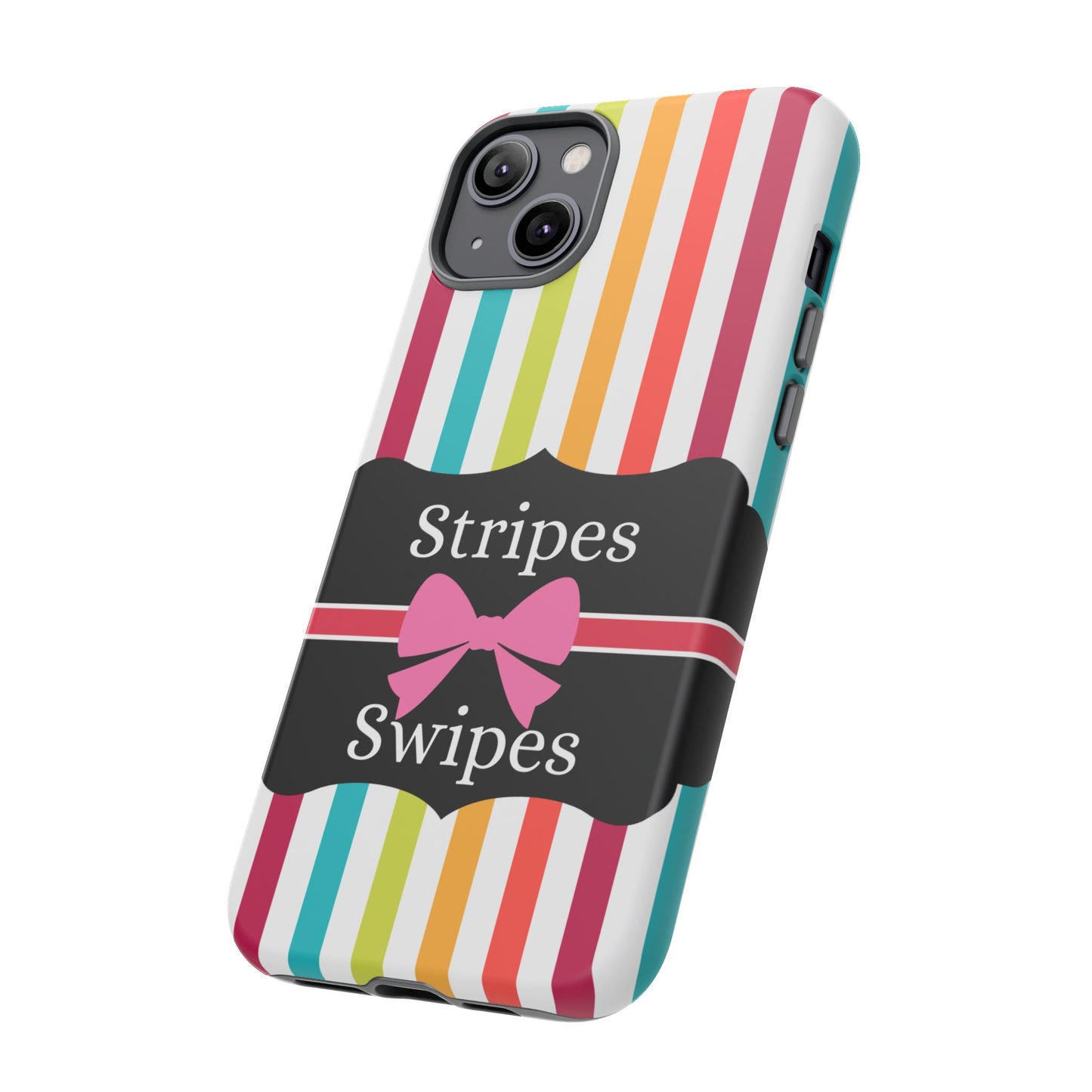 Phone Case iPhone 16/15/14 - Lollipop Stripes & Swipes Tough Case