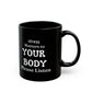Stress Awareness Black Mug - Motivational Coffee Cup for Mindfulness, Self-Care Gift, Relaxation Daily Reminder (11oz & 15oz)