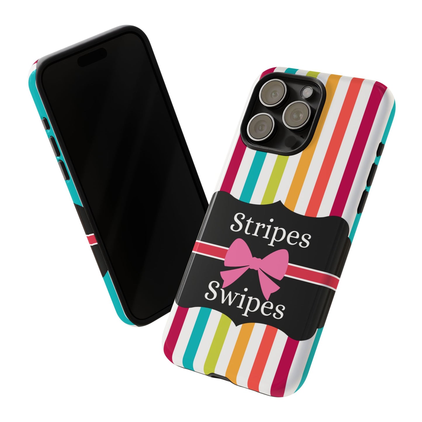 Phone Case iPhone 16/15/14 - Lollipop Stripes & Swipes Tough Case