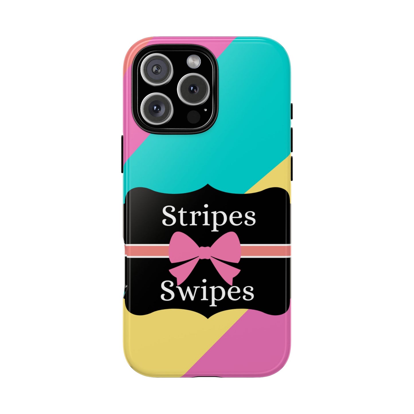 Phone Case iPhone 16/15/14 - Cotton Candy Stripes & Swipes Tough Case