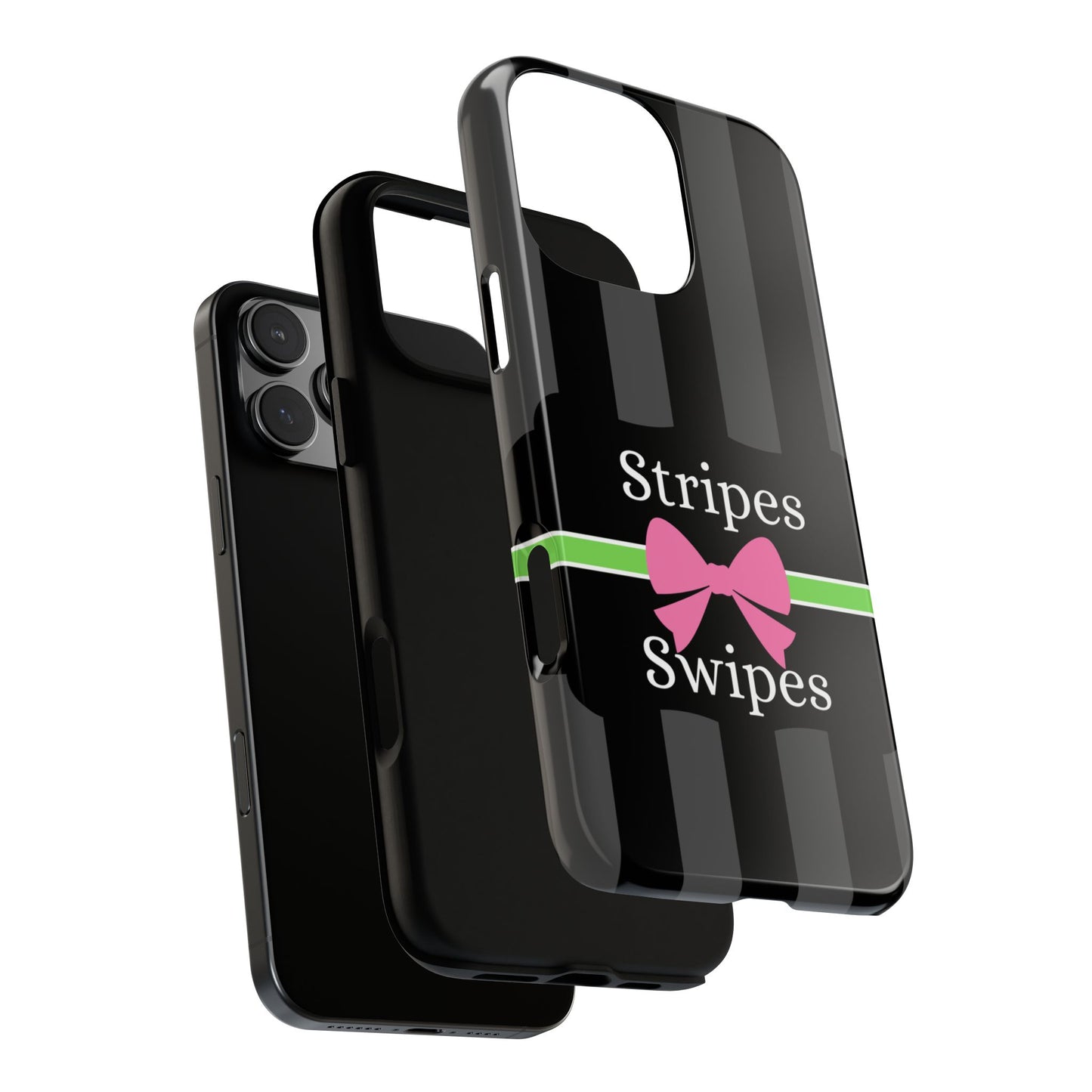 Phone Case iPhone 16/15/14 - Gray/Pink Stripes & Swipes Tough Case