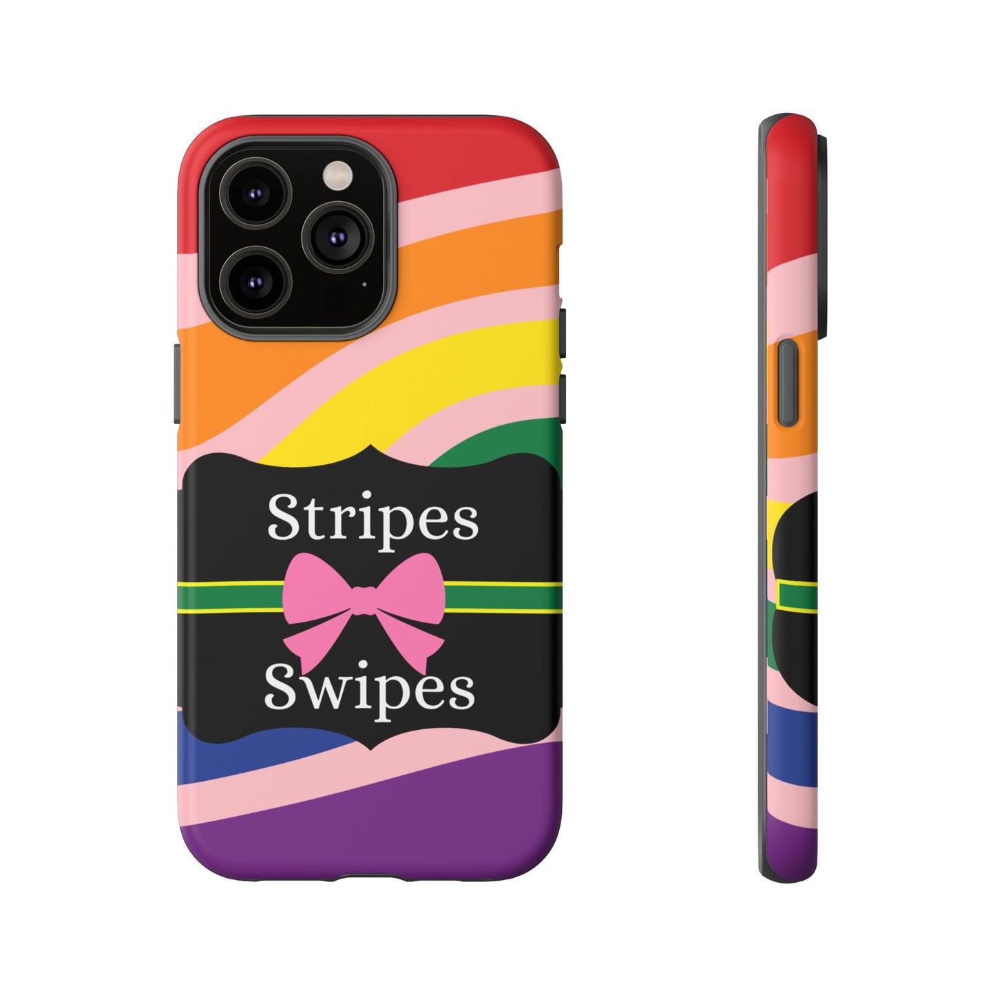 Phone Case iPhone 16/15/14 - Wavy Vivid/Pink Stripes & Swipes Tough Case