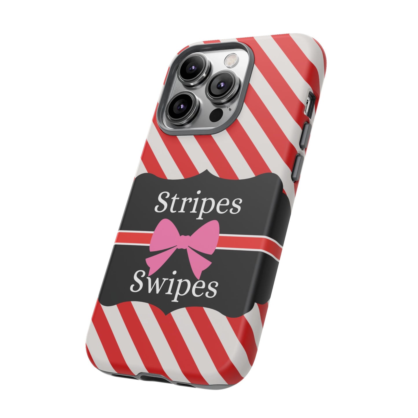 Phone Case iPhone 16/15/14 - Red/White Stripes & Swipes Tough Case