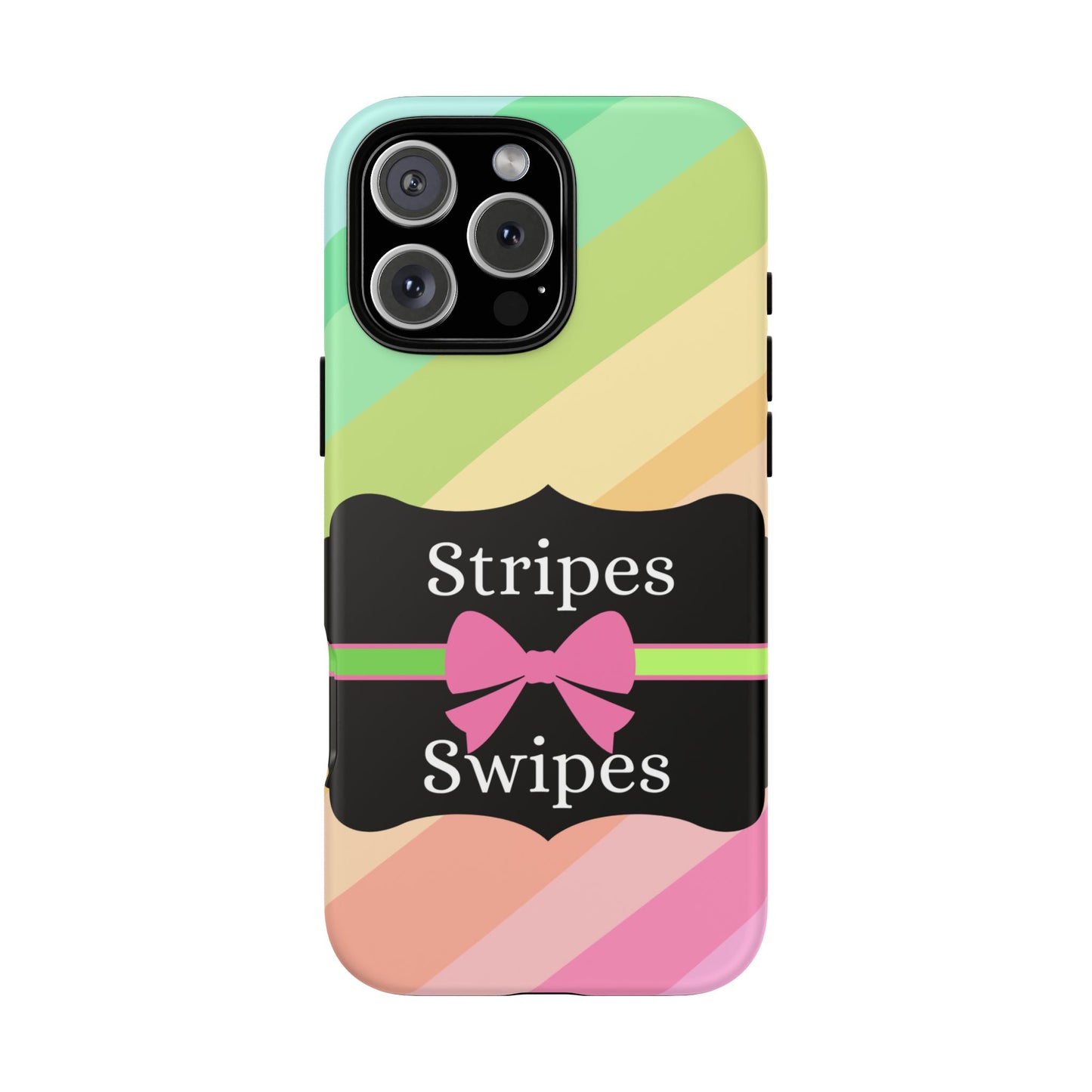 Phone Case iPhone 16/15/14 - Diagonal Pastel Stripes & Swipes Tough Case