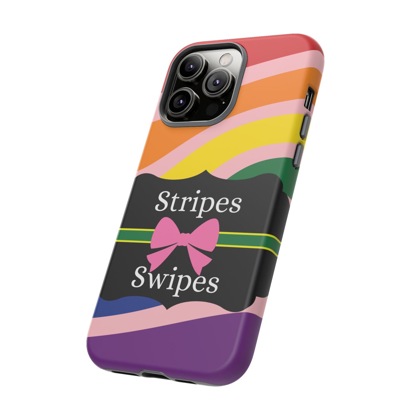 Phone Case iPhone 16/15/14 - Wavy Vivid/Pink Stripes & Swipes Tough Case