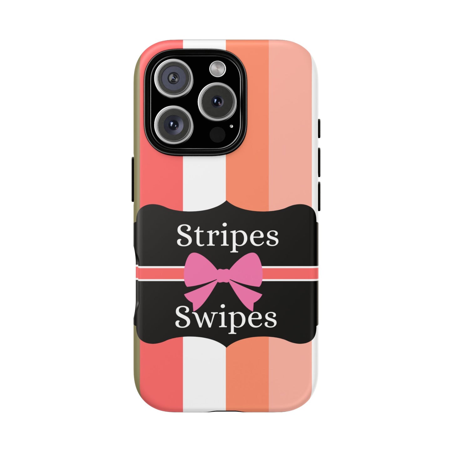 Phone Case iPhone 16/15/14 - Peachy Stripes & Swipes Tough Case