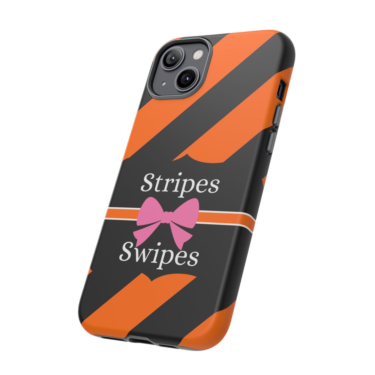 Phone Case iPhone 16/15/14 - Orange/Black Stripes & Swipes Tough Case