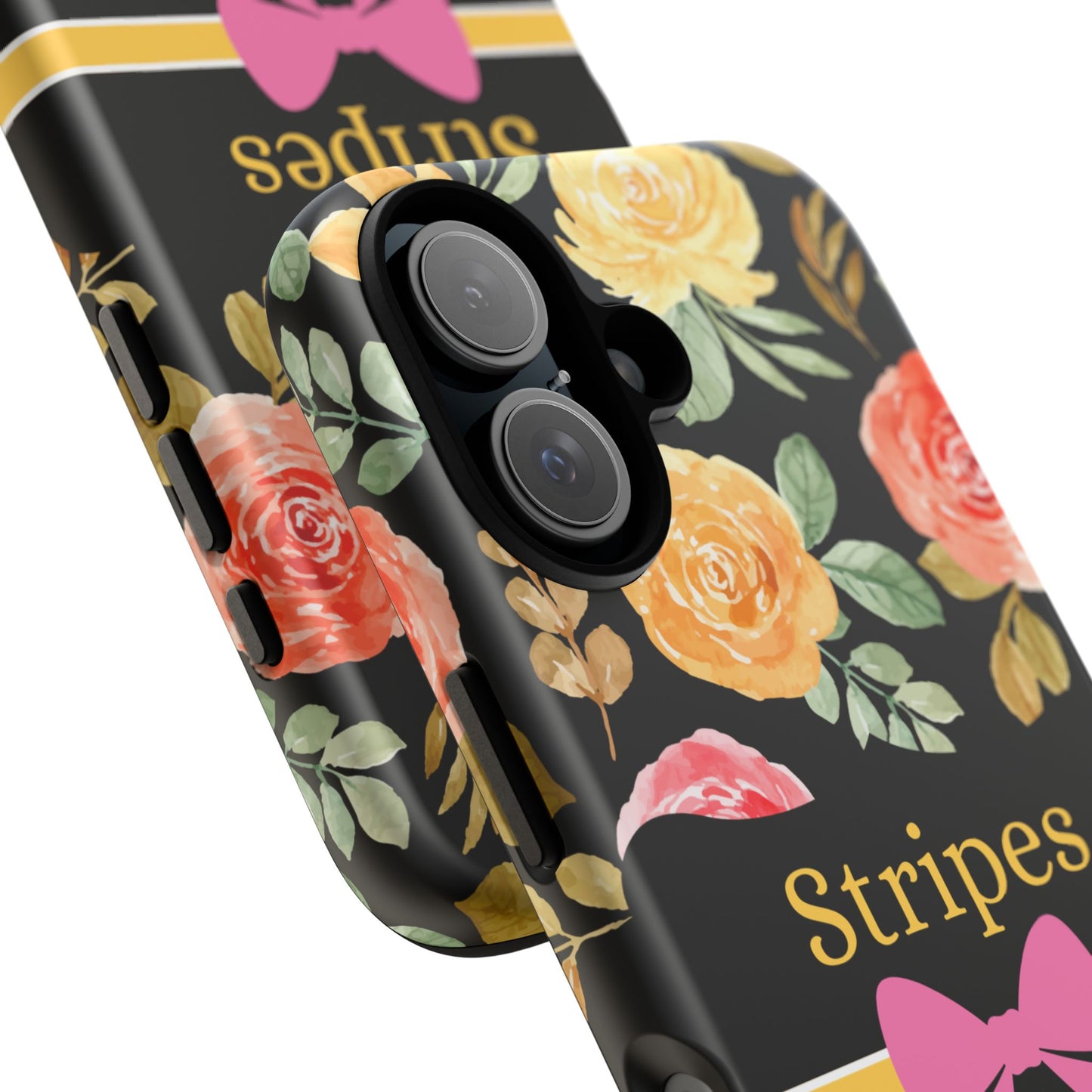 Phone Case iPhone 16/15/14 - Flowers Stripes & Swipes Tough Case