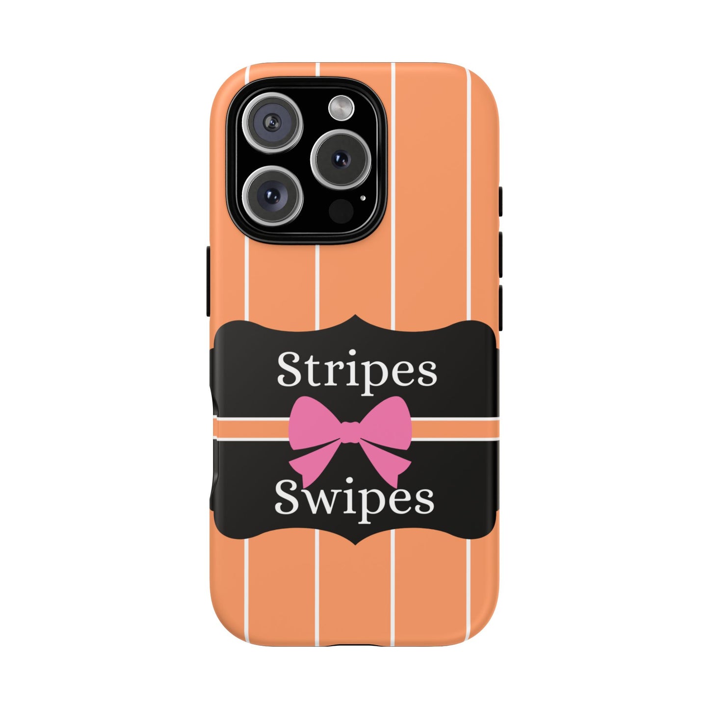 Phone Case iPhone 16/15/14 - Orange/White Stripes & Swipes Tough Case