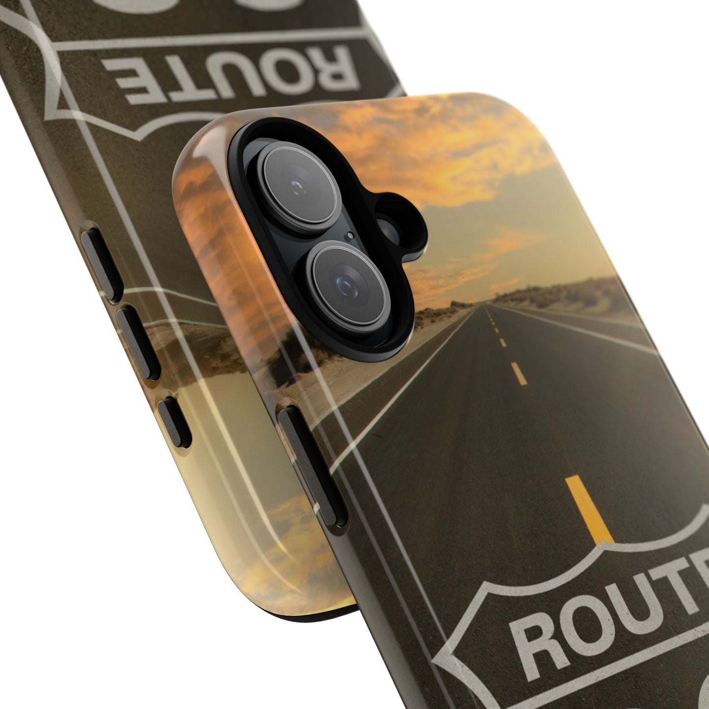 Phone Case iPhone 16/15/14 - Vintage Route 66 Tough Case