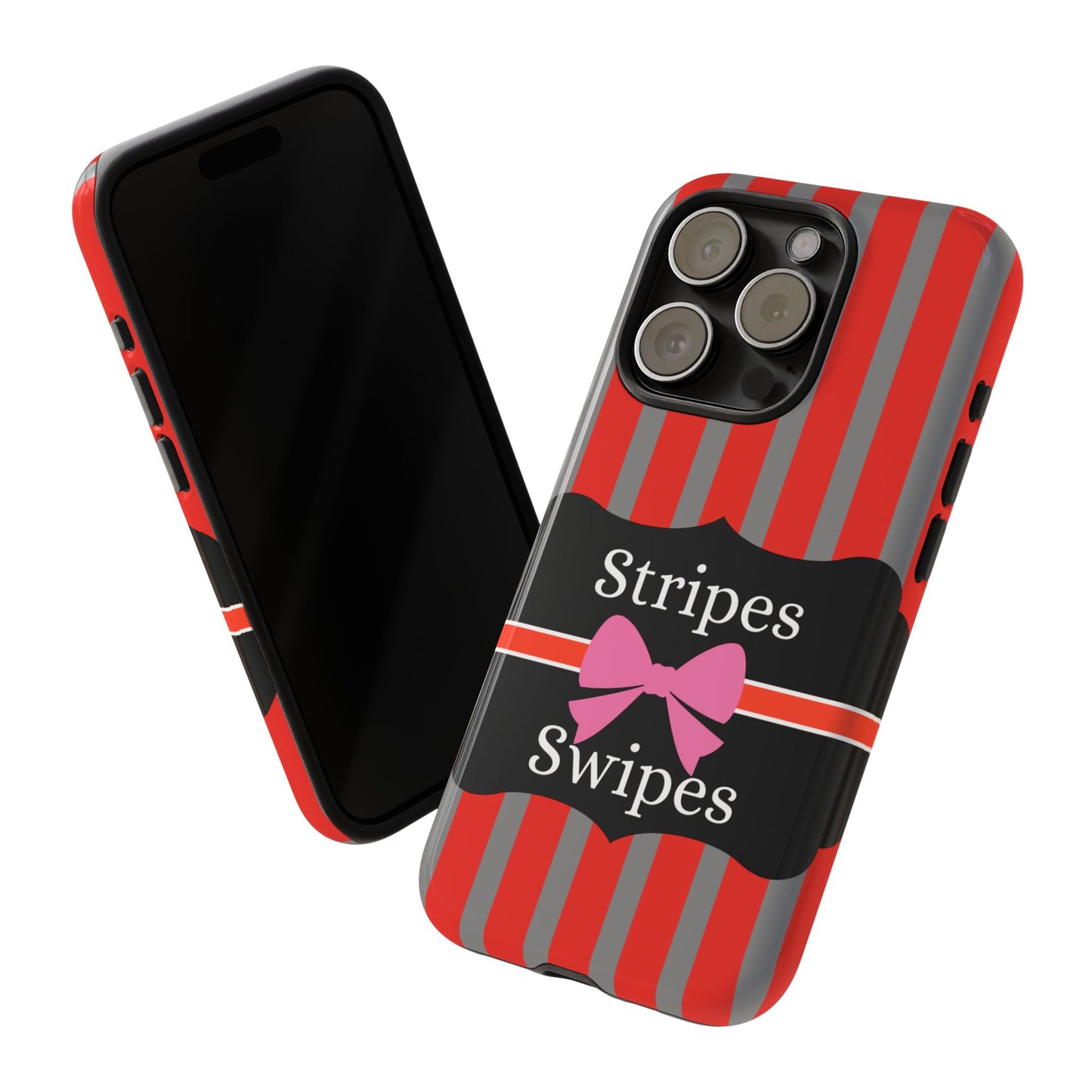 Phone Case iPhone 16/15/14 - Red/Gray Stripes & Swipes Tough Case