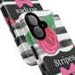 Phone Case iPhone 16/15/14 - Black/White Rose Stripes & Swipes Tough Case