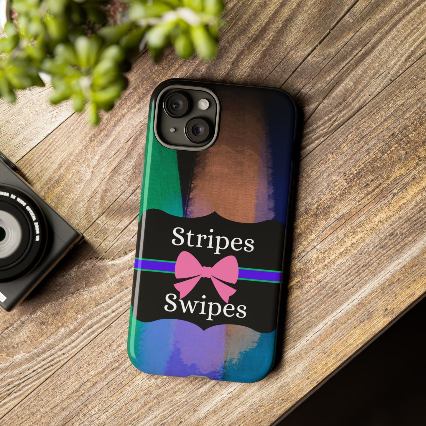 Phone Case iPhone 16/15/14 - Brushed Stripes & Swipes Tough Case