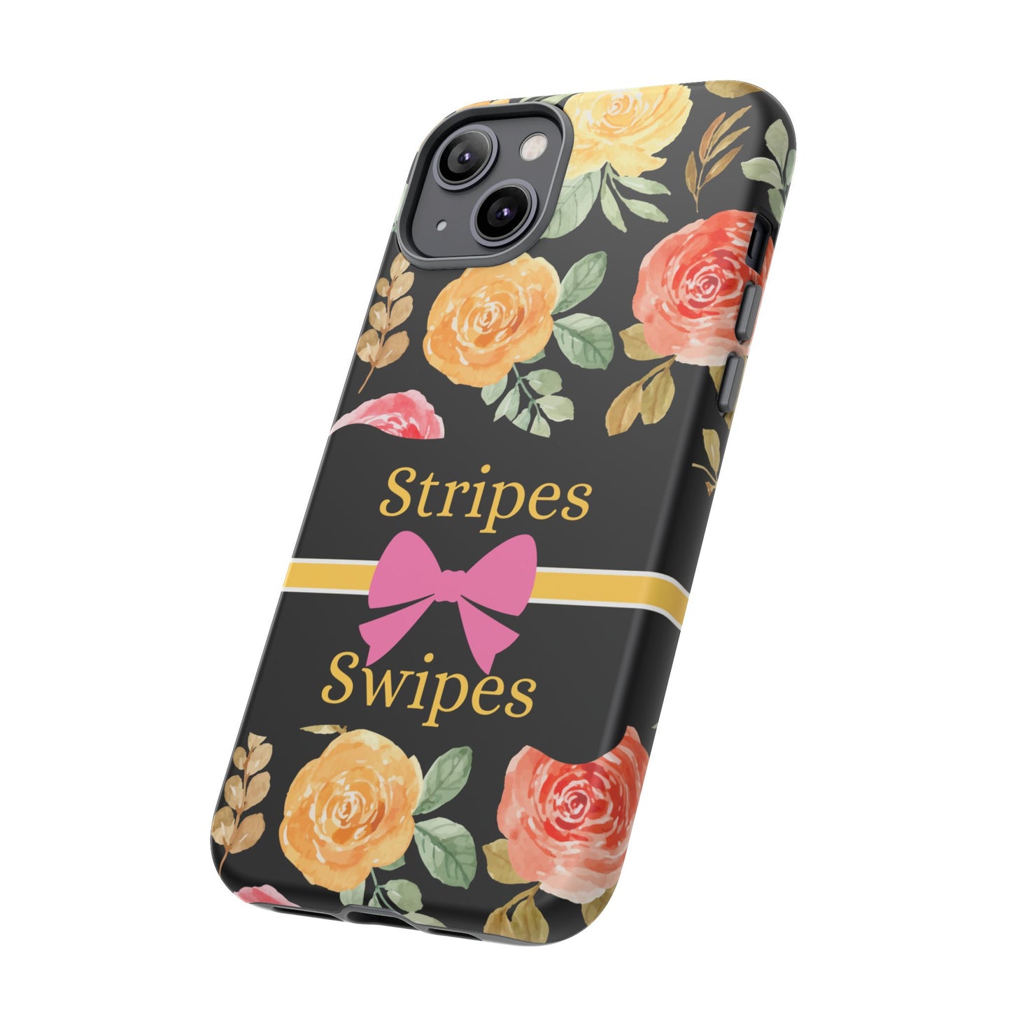 Phone Case iPhone 16/15/14 - Flowers Stripes & Swipes Tough Case