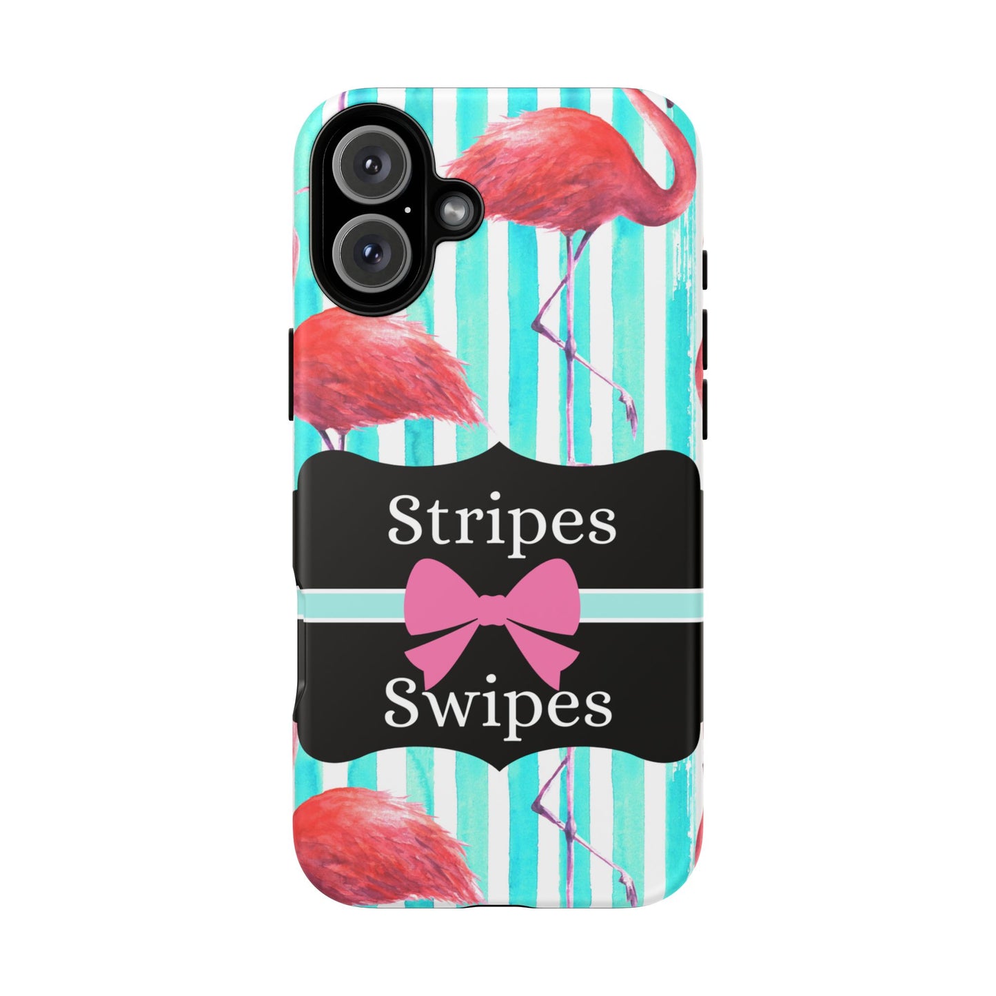 Phone Case iPhone 16/15/14 - Flamingo Stripes & Swipes Tough Case