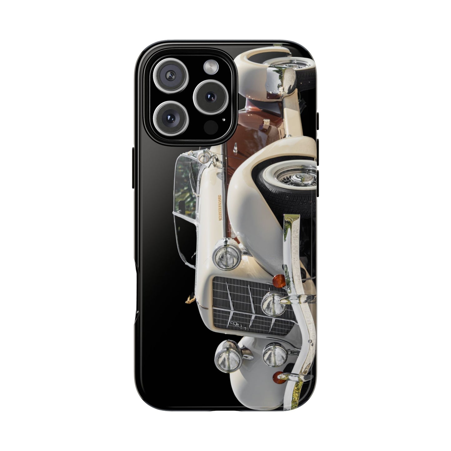 Phone Case iPhone 16/15/14 - Beige Vintage Car Tough Case