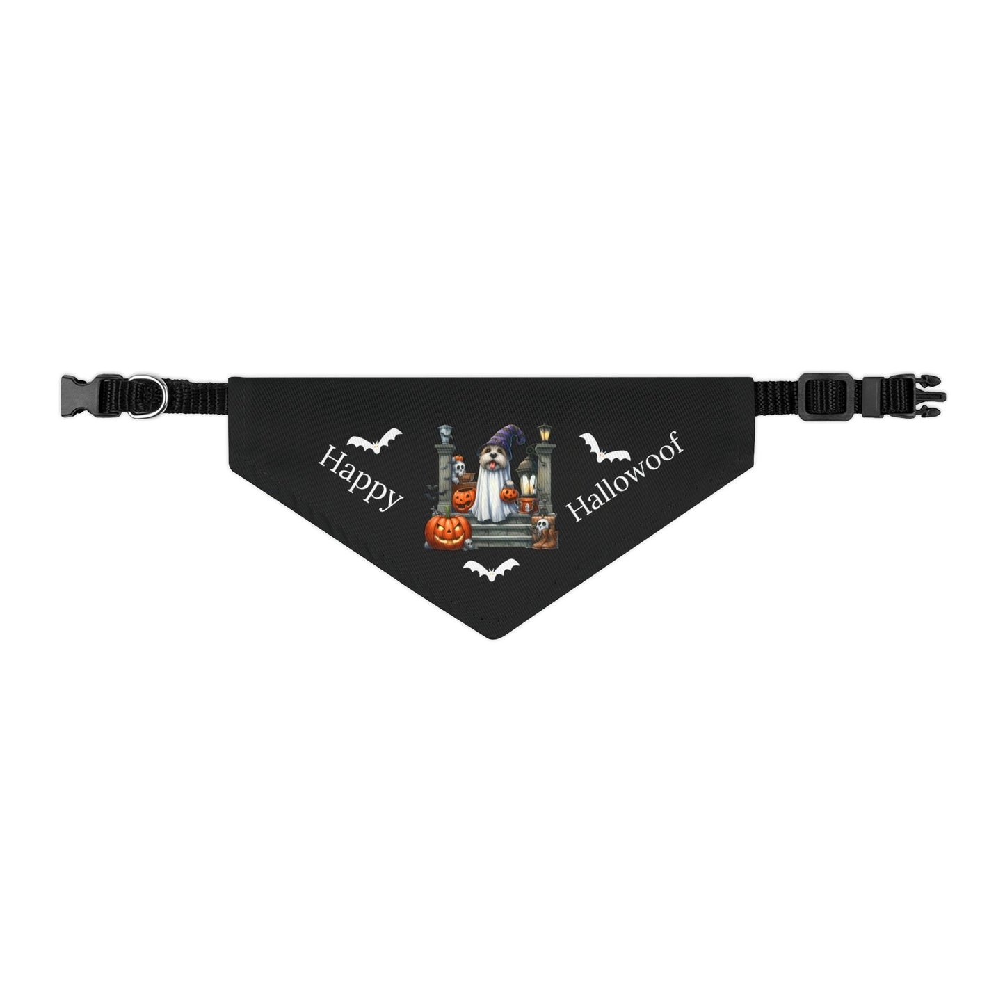 Happy "Hallowoof" - SMALL Pet Bandana Collar BLACK 04