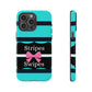 Phone Case iPhone 16/15/14 - Blue/Black Stripes & Swipes Tough Case