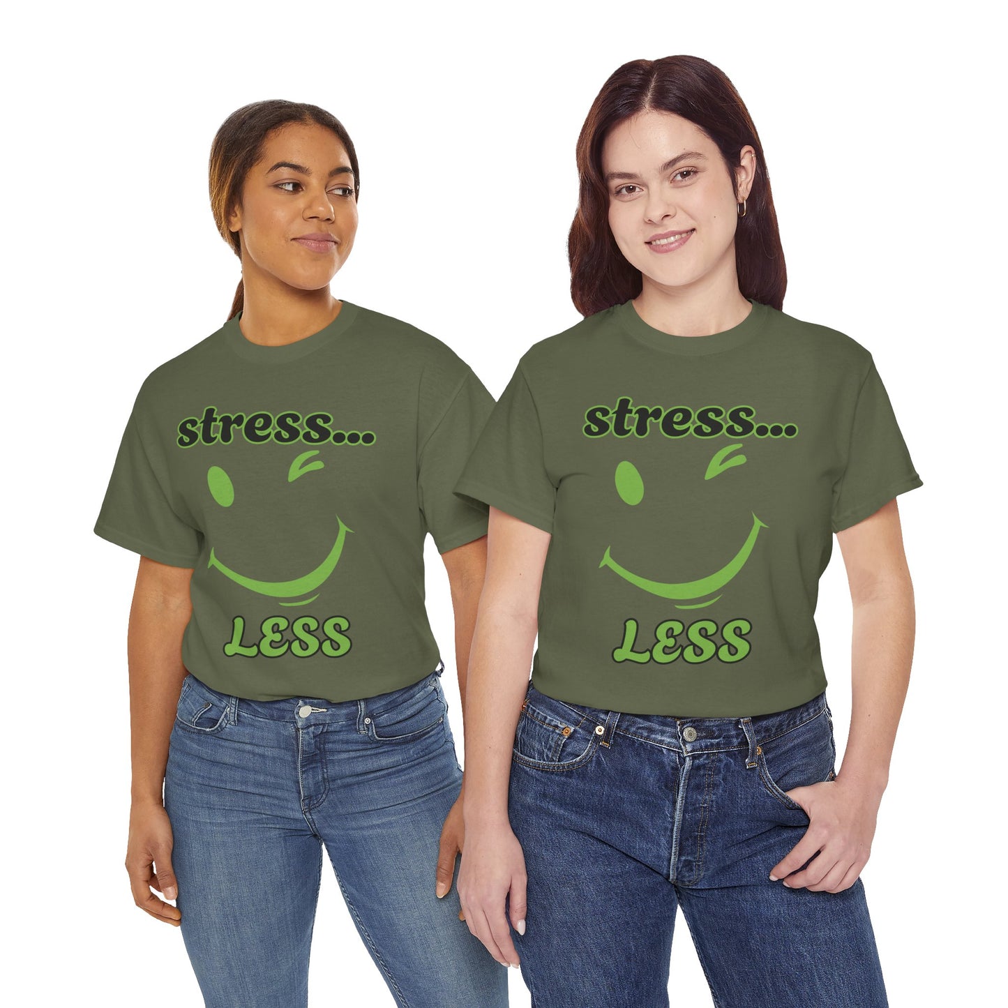 Graphic Tee - Winking Smiley Face 'Stress Less' Design