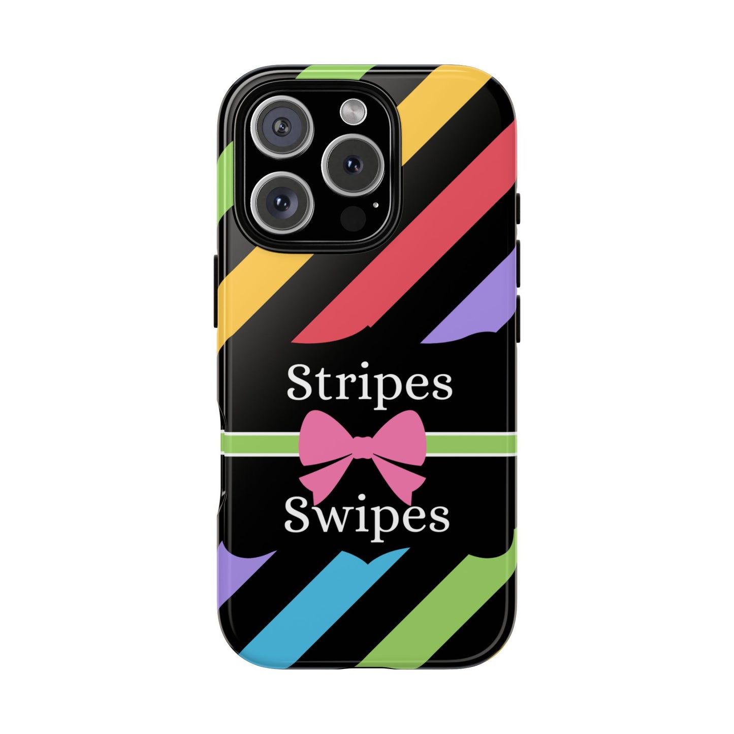 Phone Case iPhone 16/15/14 - Diagonal Vivid Black Stripes & Swipes Tough Case