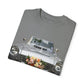 Men's T-Shirt Tough Guy Car with Just Married Flowers Design