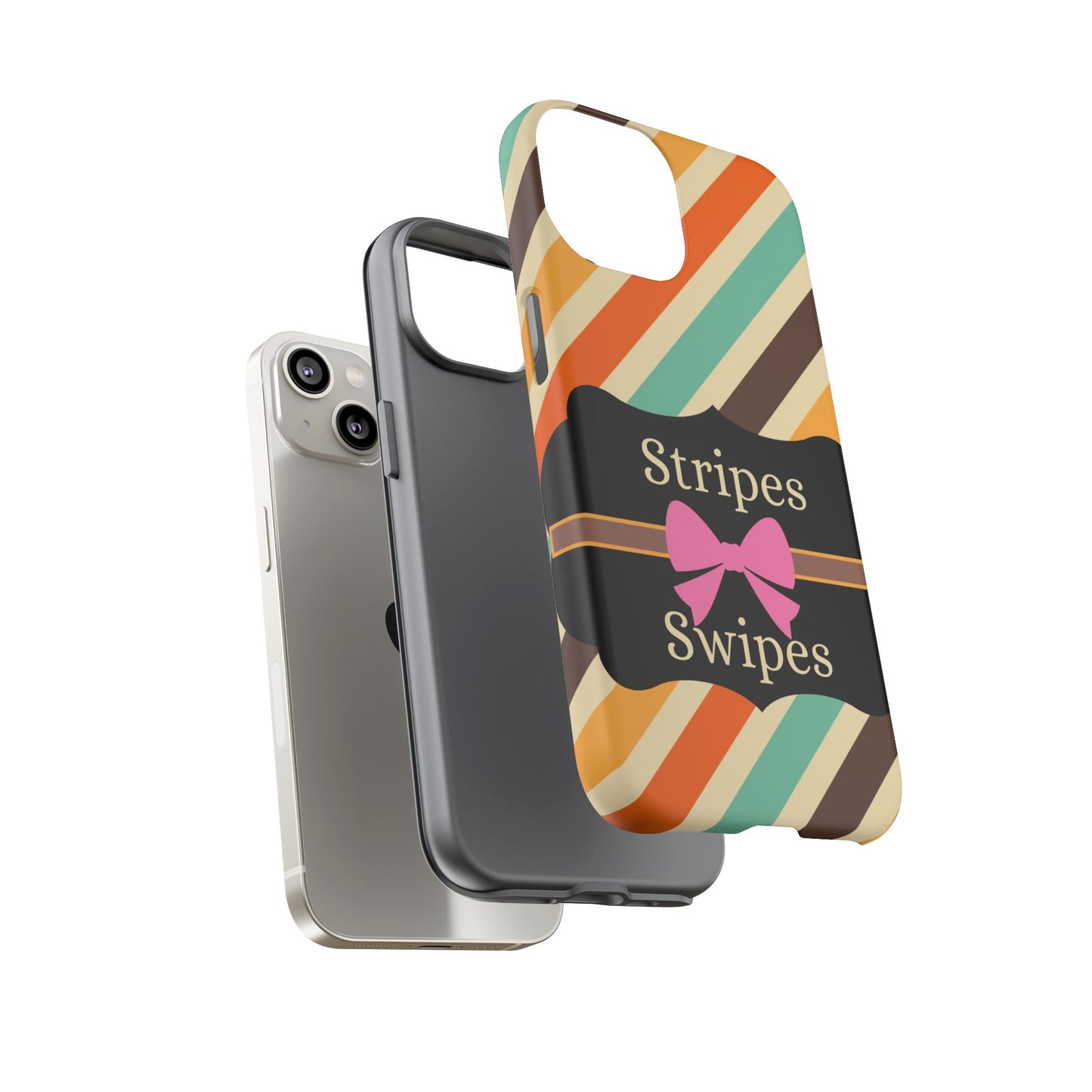 Phone Case iPhone 16/15/14 - Diagonal Retro Stripes & Swipes Tough Case