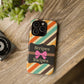 Phone Case iPhone 16/15/14 - Diagonal Retro Stripes & Swipes Tough Case
