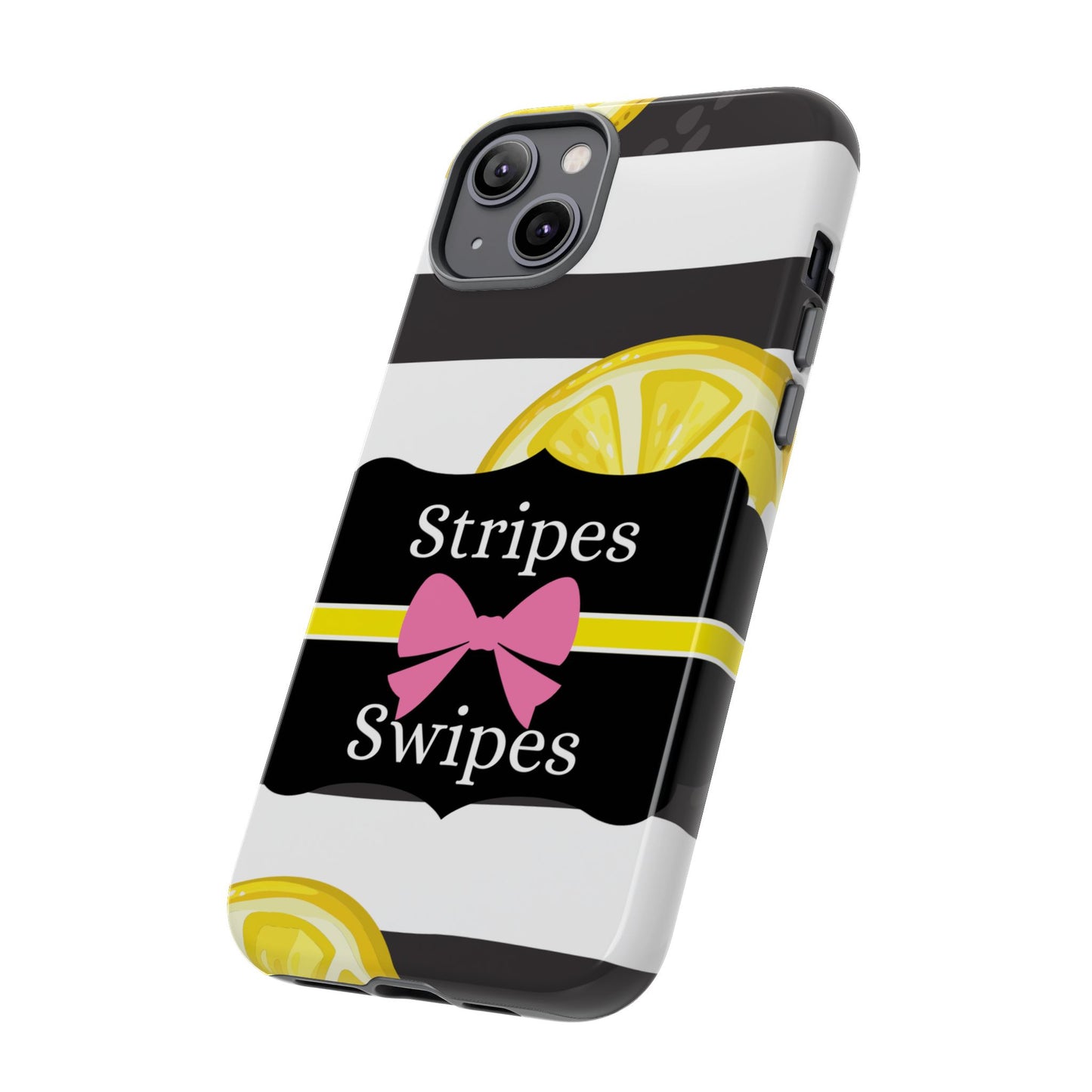 Phone Case iPhone 16/15/14 - Lemony Stripes & Swipes Tough Case