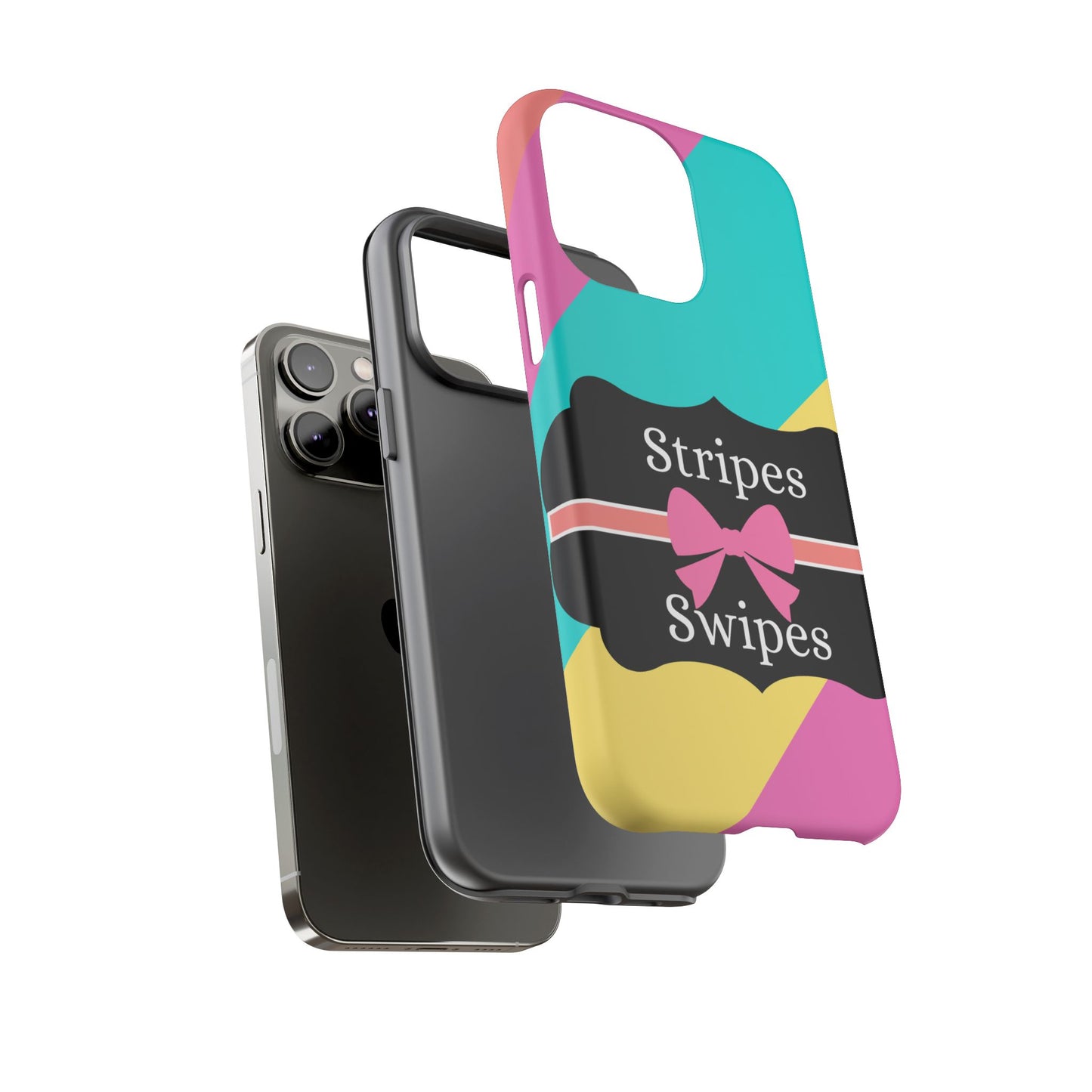 Phone Case iPhone 16/15/14 - Cotton Candy Stripes & Swipes Tough Case