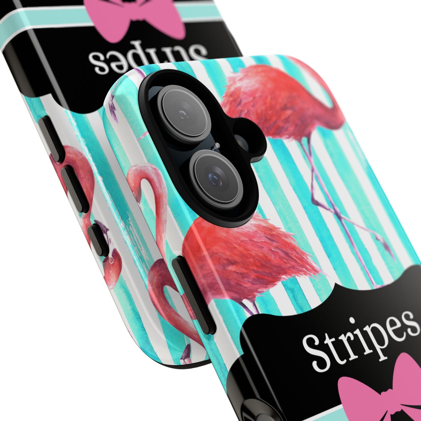 Phone Case iPhone 16/15/14 - Flamingo Stripes & Swipes Tough Case