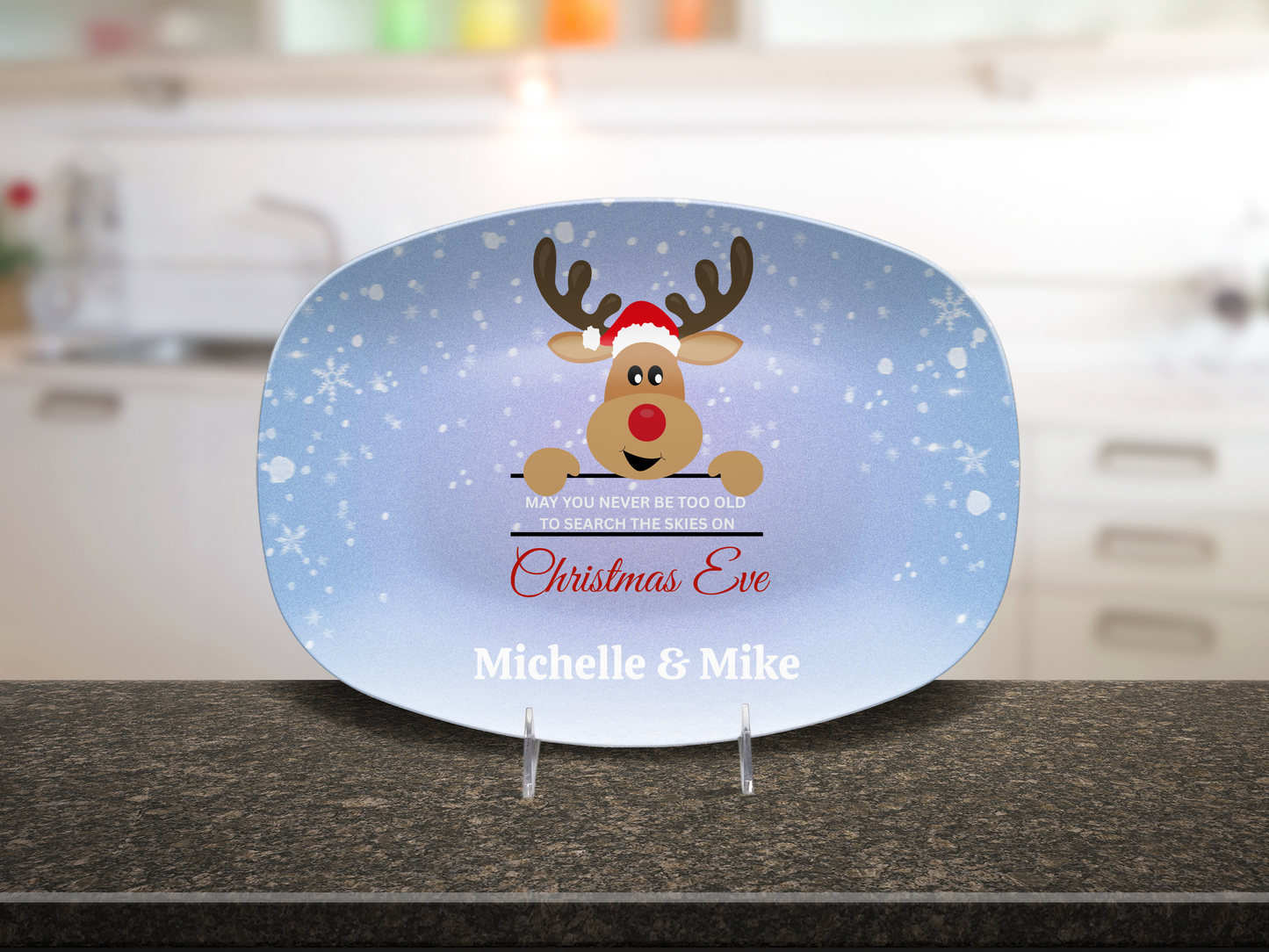 Rudolph “Search the Skies” Personalized Christmas Platter