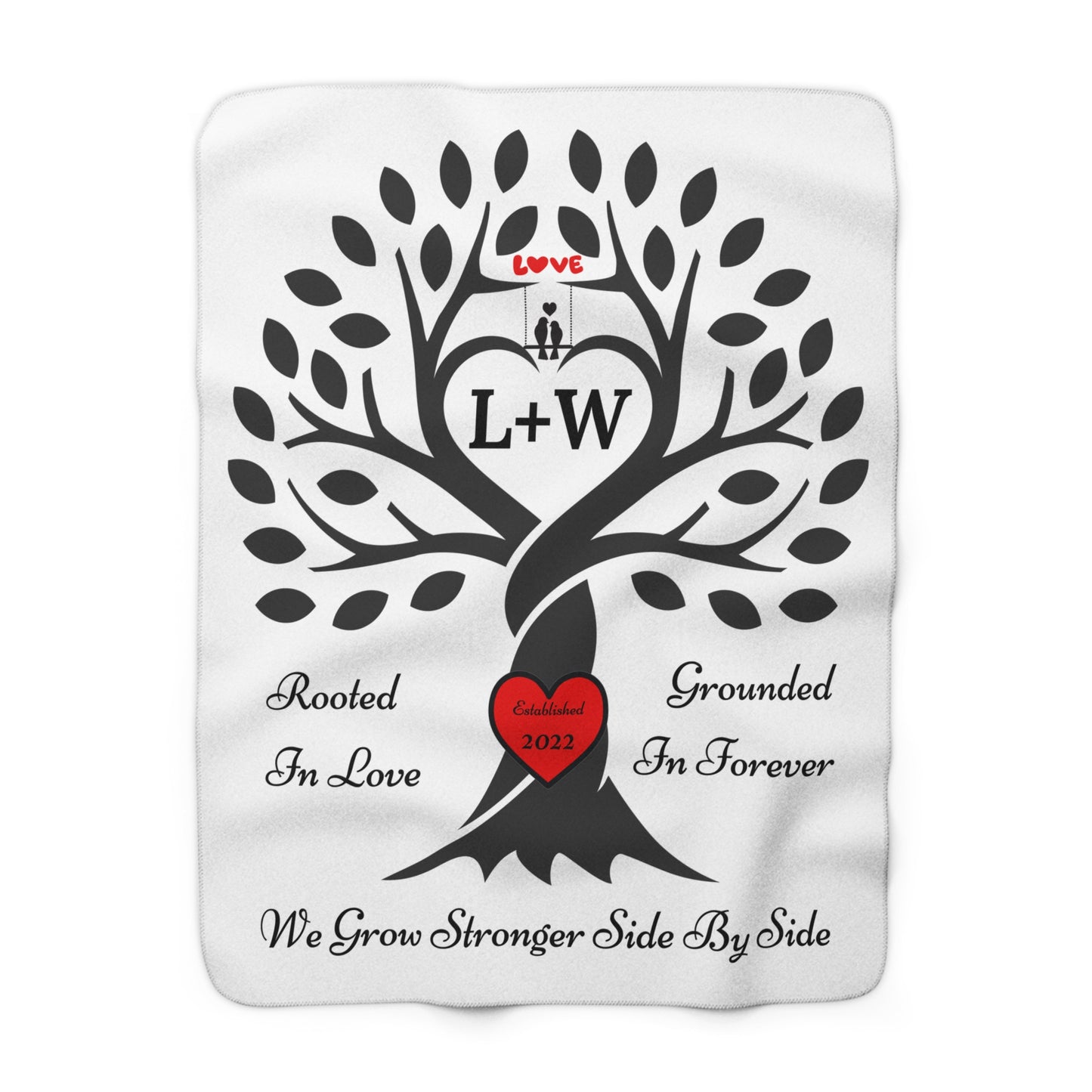 Love Birds “Rooted in Love” Couple’s PERSONALIZED Initials Blanket