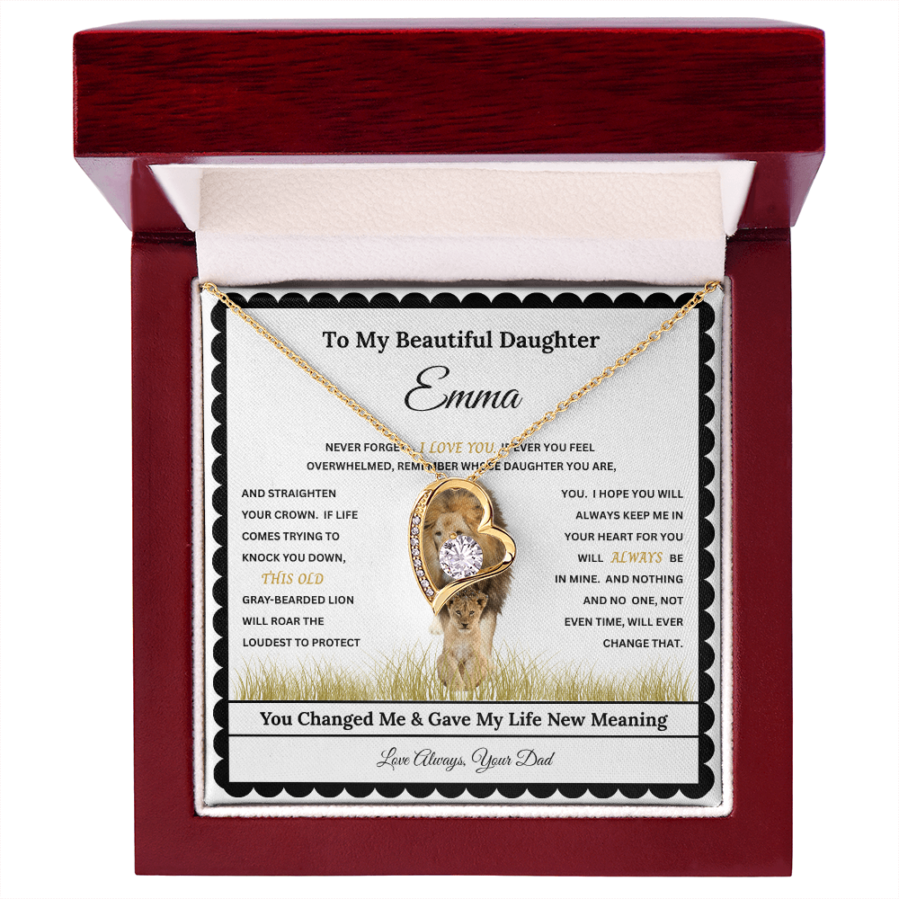 Daughter Heart Necklace Gift with Personalized Message Card – Custom Name Gift for Daughter, Granddaughter, Bonus Daughter, Goddaughter or Daughter-In-Law