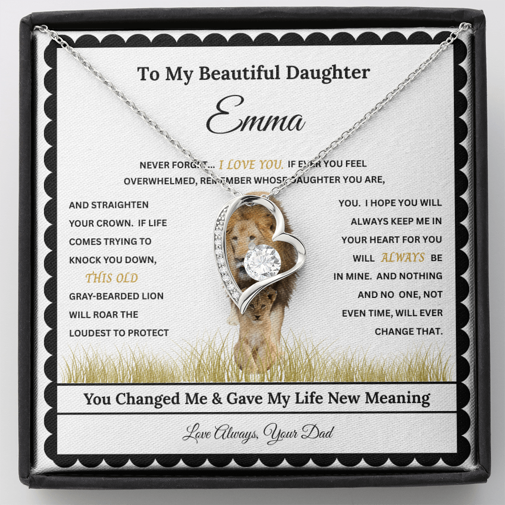 Daughter Heart Necklace Gift with Personalized Message Card – Custom Name Gift for Daughter, Granddaughter, Bonus Daughter, Goddaughter or Daughter-In-Law