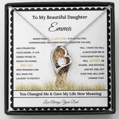 Daughter Heart Necklace Gift with Personalized Message Card – Custom Name Gift for Daughter, Granddaughter, Bonus Daughter, Goddaughter or Daughter-In-Law