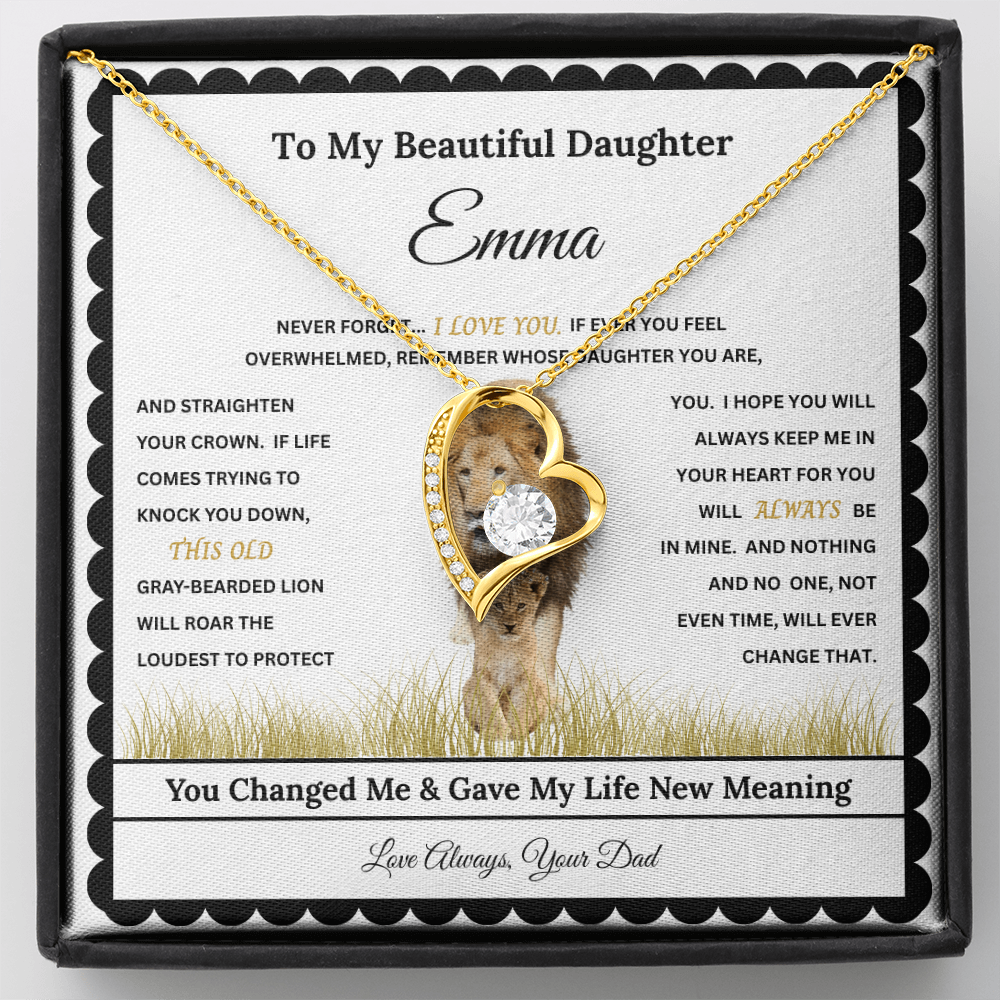 Daughter Heart Necklace Gift with Personalized Message Card – Custom Name Gift for Daughter, Granddaughter, Bonus Daughter, Goddaughter or Daughter-In-Law