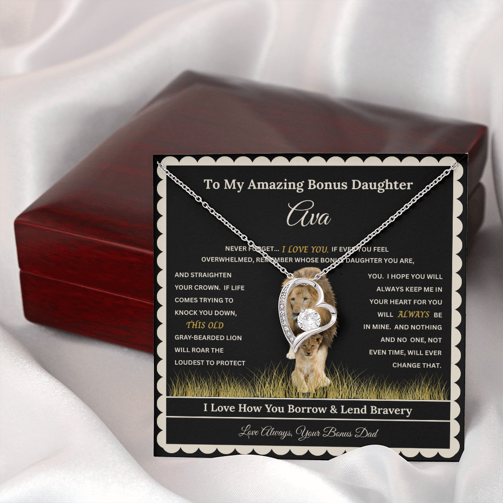 Personalized Daughter Heart Necklace with Message Card – Custom Name Gift for Daughter, Granddaughter, Bonus Daughter or Goddaughter