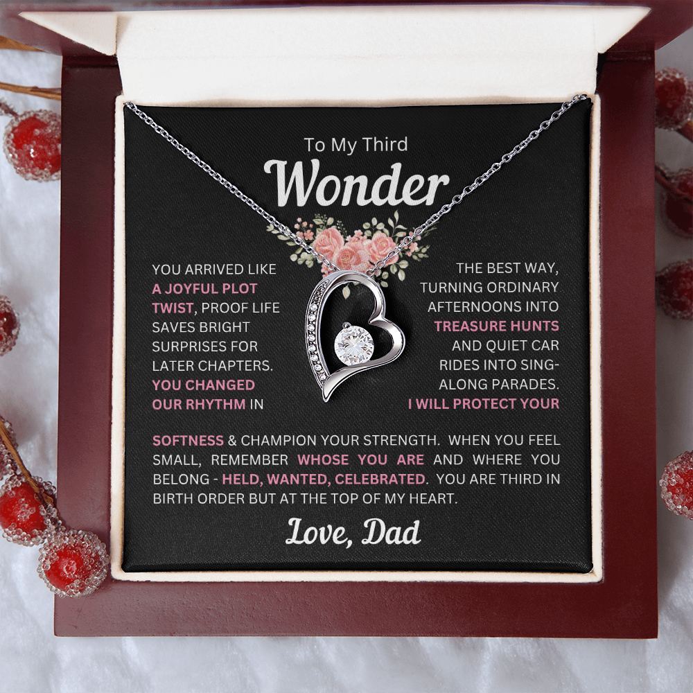 To My Daughter(s) — Beautiful Forever Love Necklace & Heartwarming Messages from Dad (Only, First, Second, Third, Fourth, Fifth, or Twins)