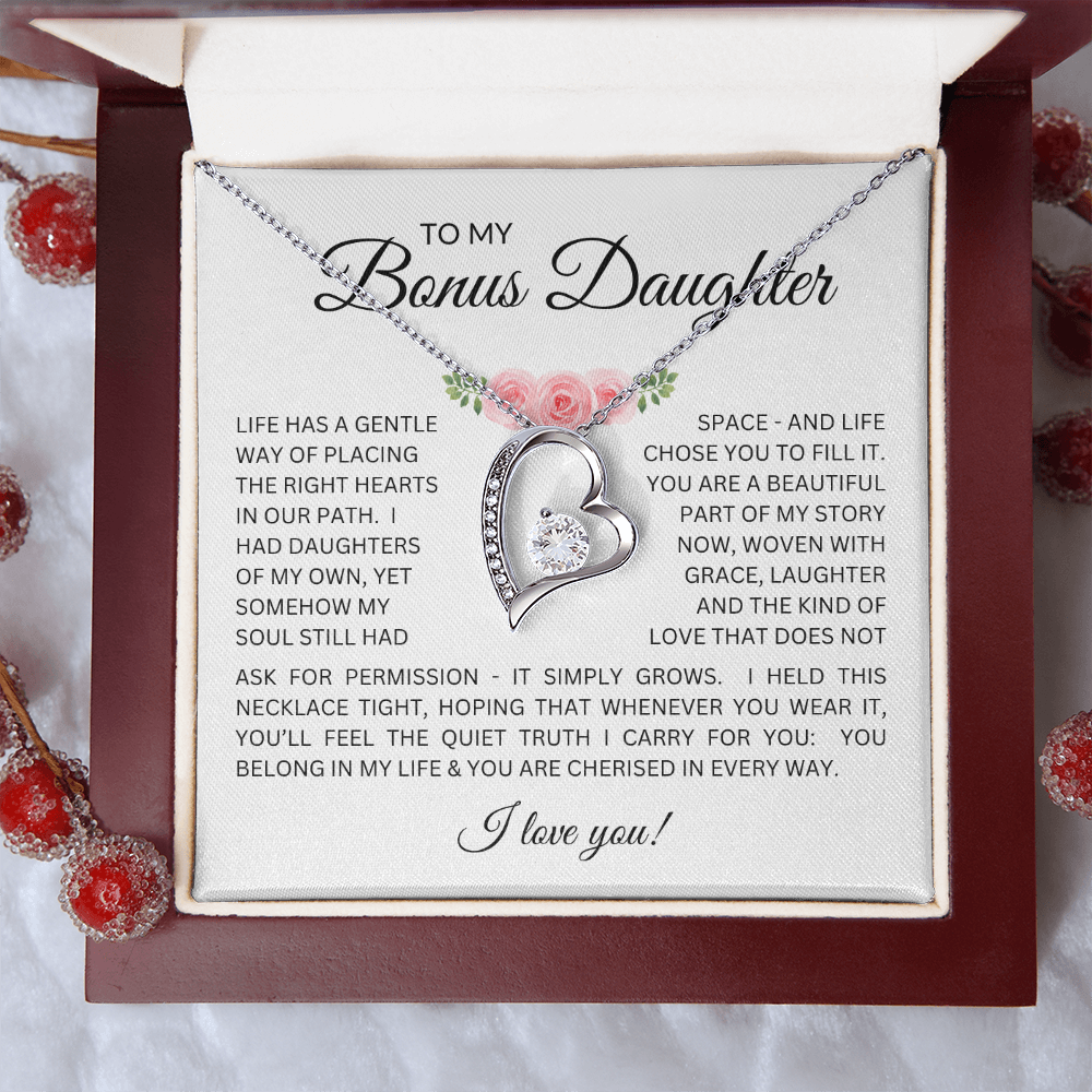 To My Bonus Daughter Gift - Forever Love Necklace with "My Soul Still had Space" Message