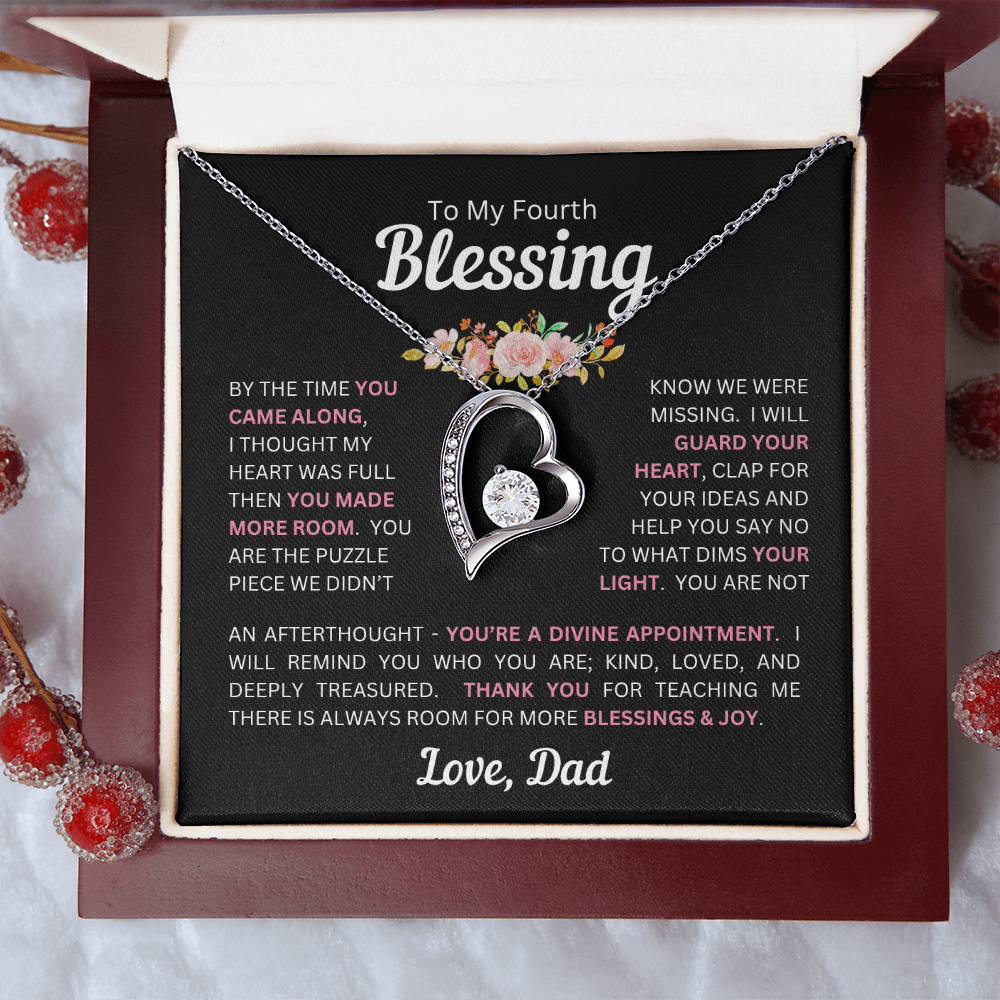 To My Daughter(s) — Beautiful Forever Love Necklace & Heartwarming Messages from Dad (Only, First, Second, Third, Fourth, Fifth, or Twins)