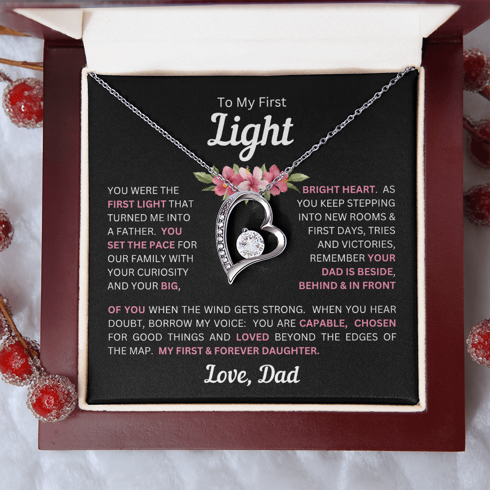 To My Daughter(s) — Beautiful Forever Love Necklace & Heartwarming Messages from Dad (Only, First, Second, Third, Fourth, Fifth, or Twins)