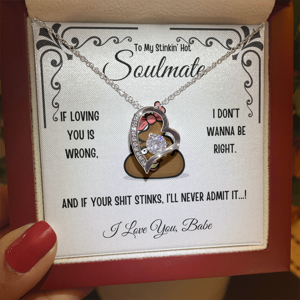 To My Stinkin' Hot Soulmate Gift – Forever Love Heart Necklace in Luxury or Two-Toned Box