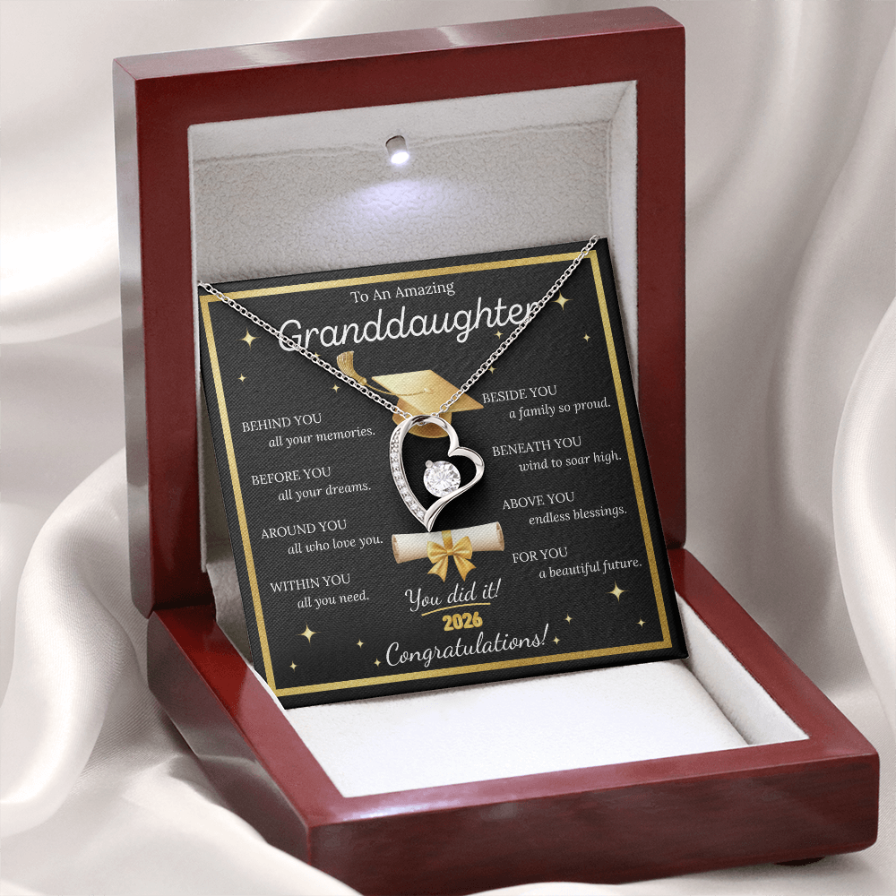 Graduation Gift for Granddaughter – Forever Love Necklace with Inspirational Message Card | Class of 2026